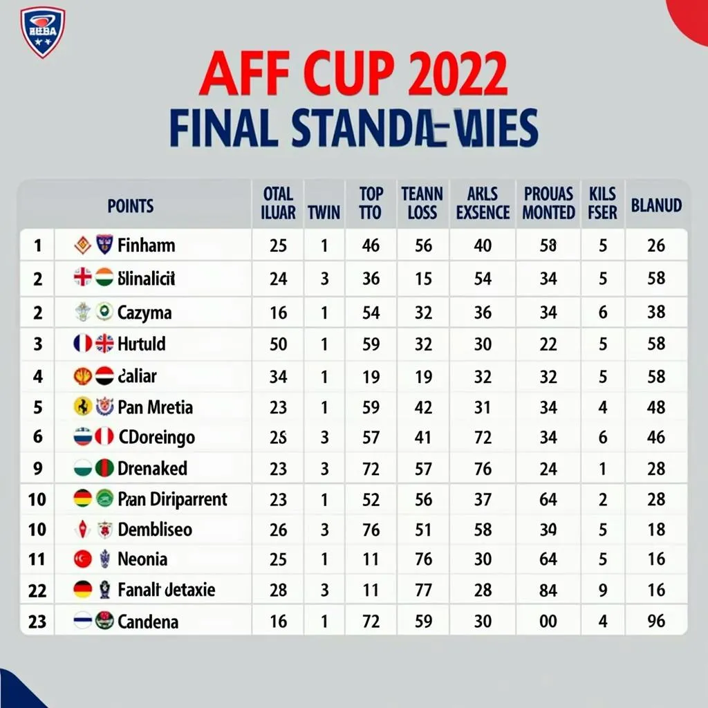 Bảng xếp hạng AFC Cup 2022