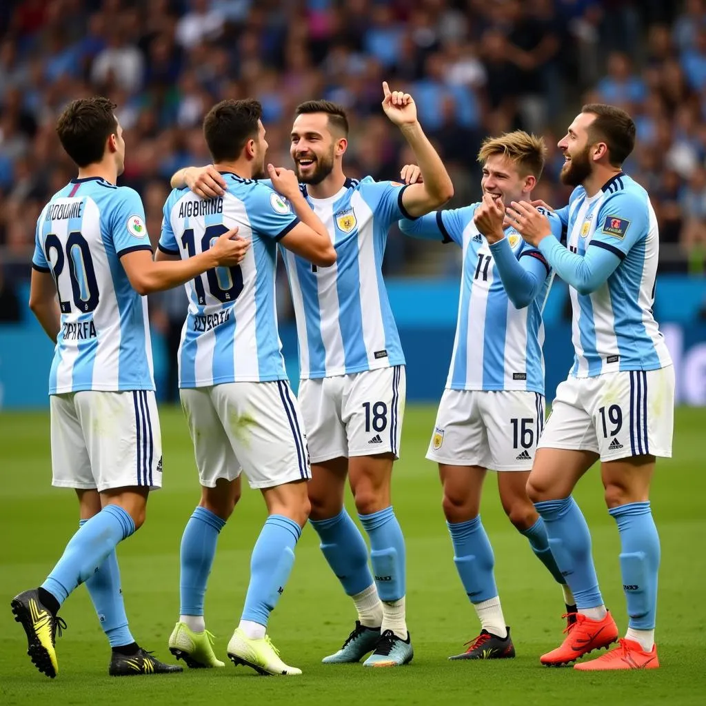 Các cầu thủ Argentina ăn mừng chức vô địch World Cup 2022