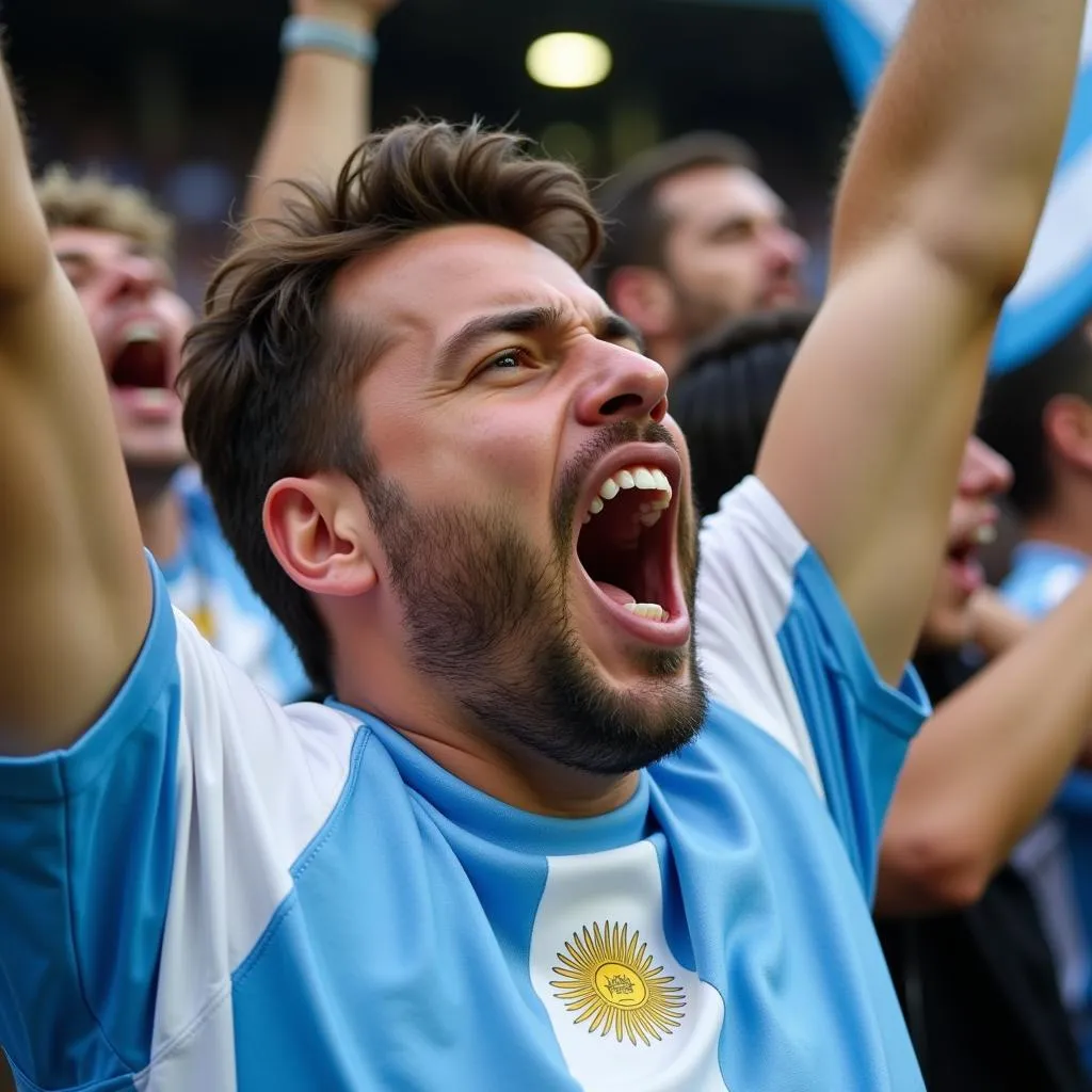 Cổ động viên Argentina ăn mừng bàn thắng tại World Cup 2018