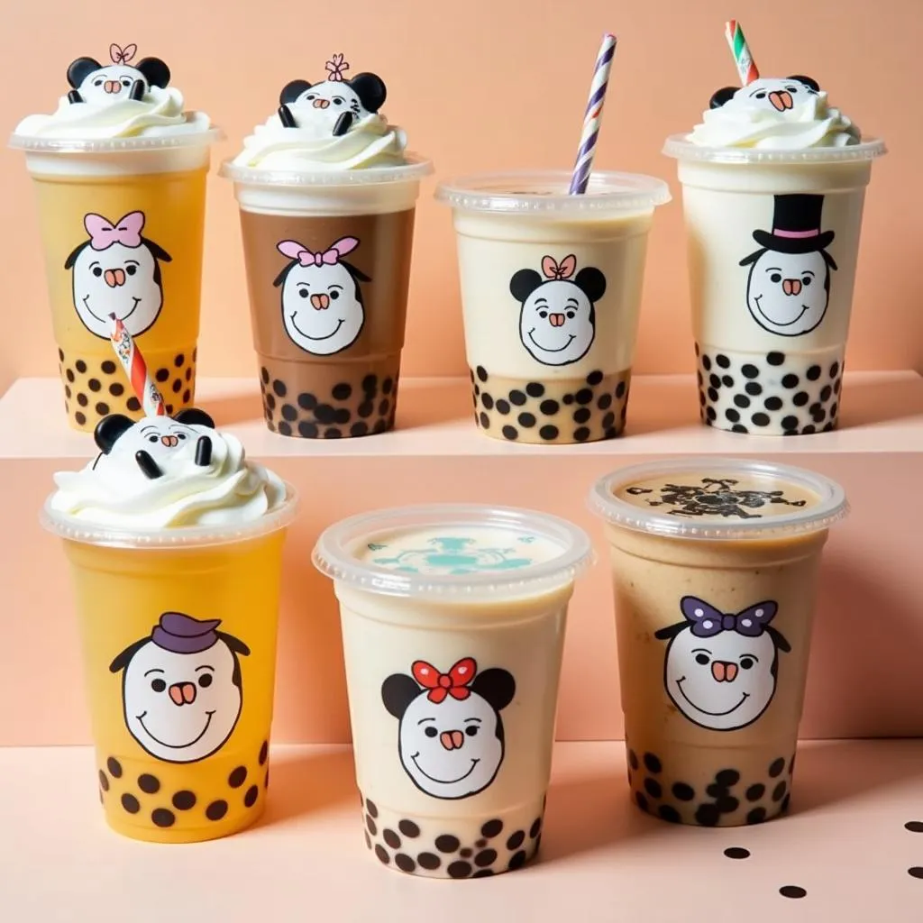 Variety of Cartoon Boba Cup Designs