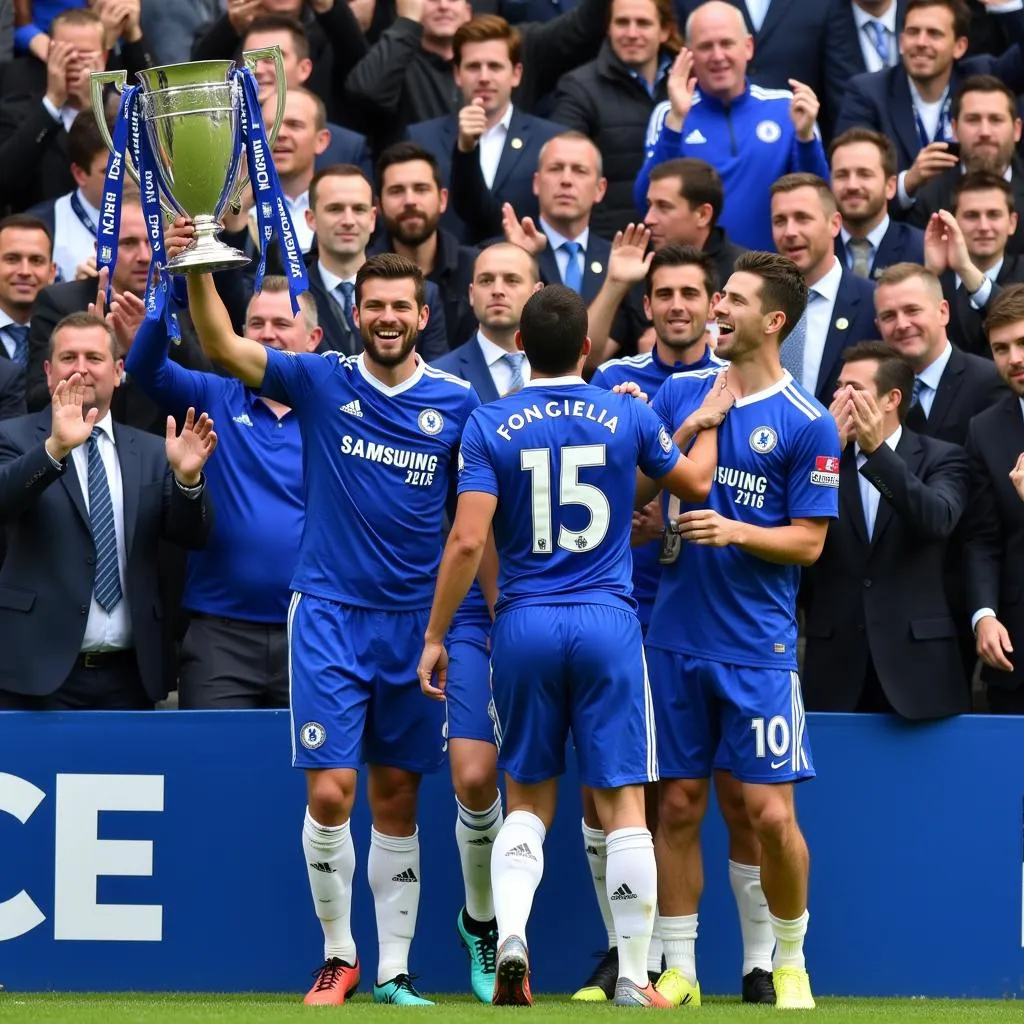 Chelsea celebrates their 2018 Premier League title win