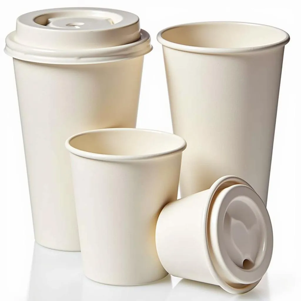 Various compostable cups with lids