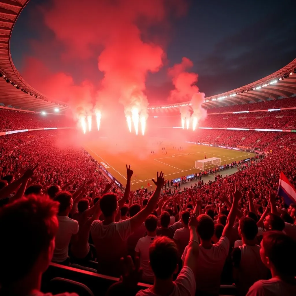 Croatian fans celebrating a goal during the World Cup