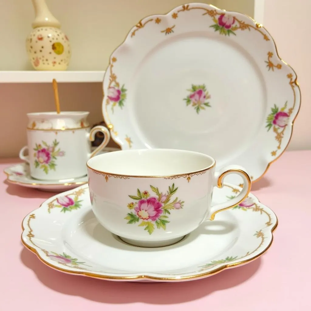 Elegant Cup and Plate Set for a Coffee Break