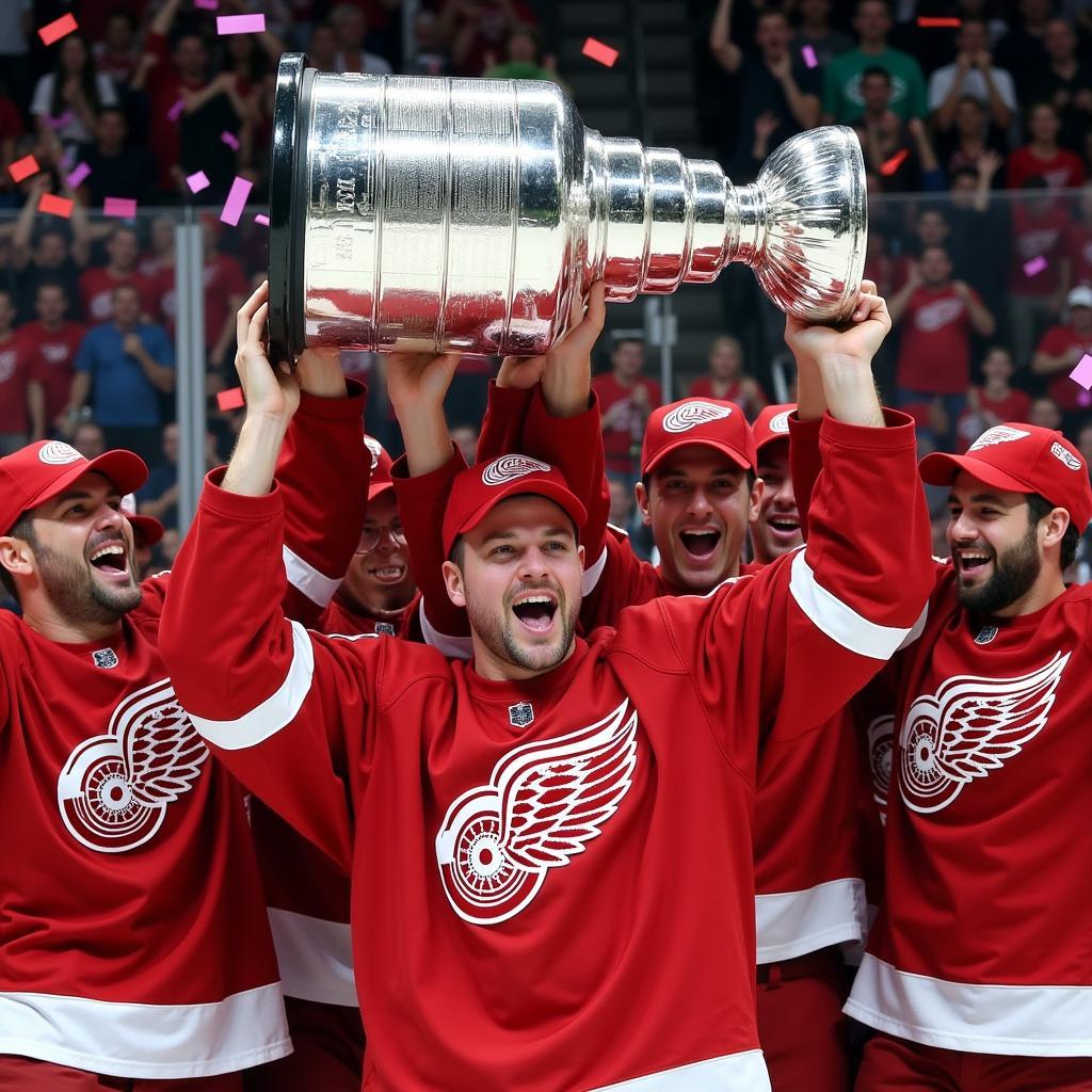 Detroit Red Wings ăn mừng chiến thắng Stanley Cup 2002