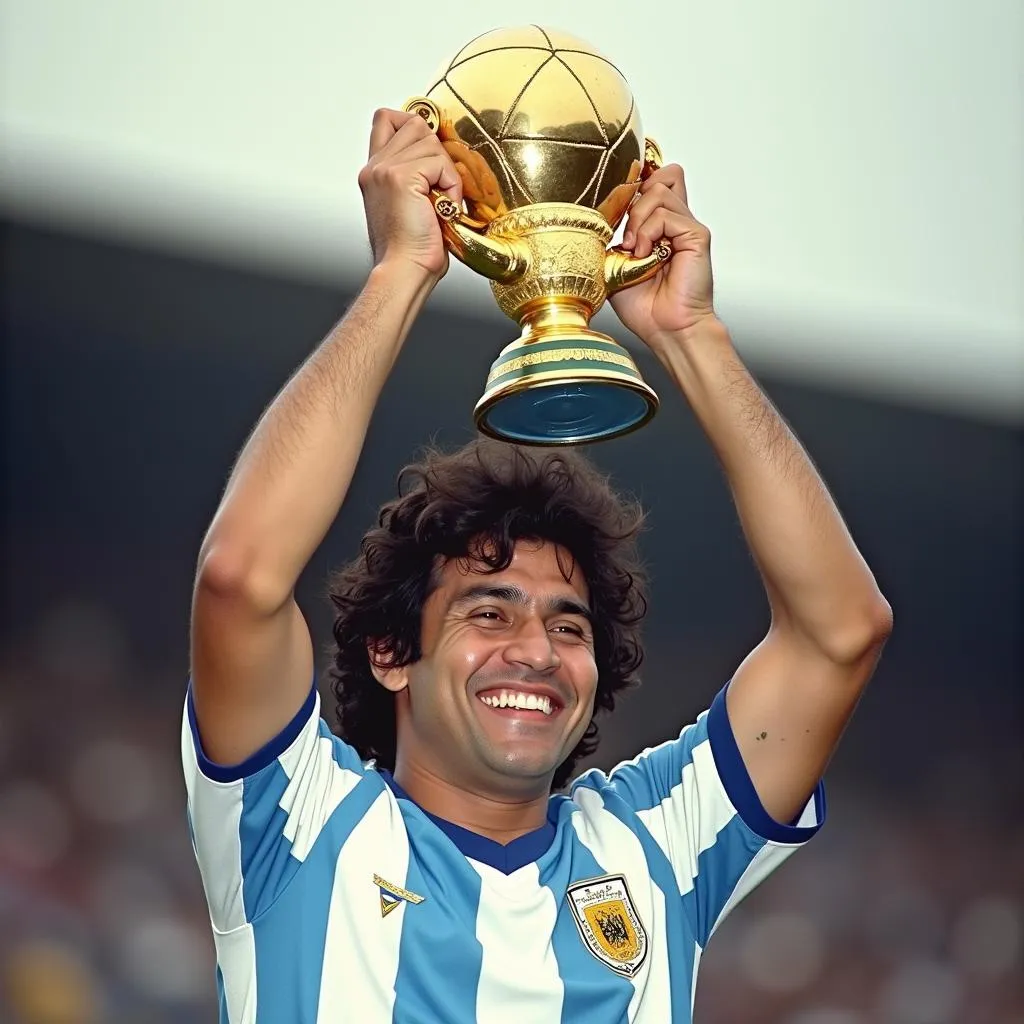 Diego Maradona nâng cúp vàng World Cup