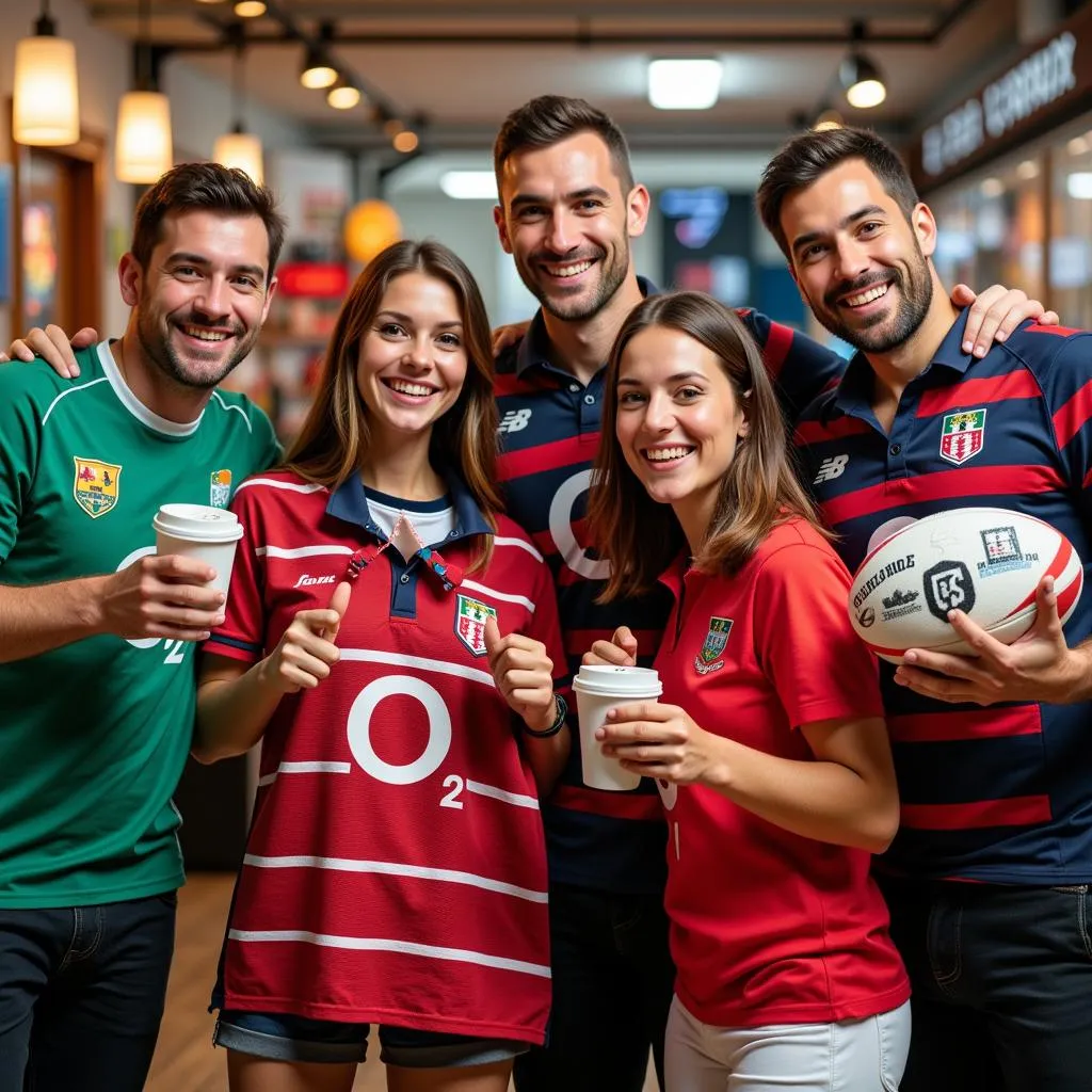 Fan bóng bầu dục mua sắm tại Rugby World Cup store