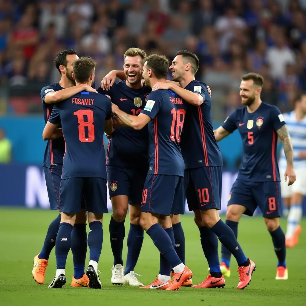 French players celebrating their victory