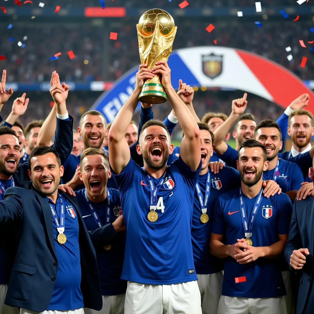 France Lifting the World Cup Trophy in 2018