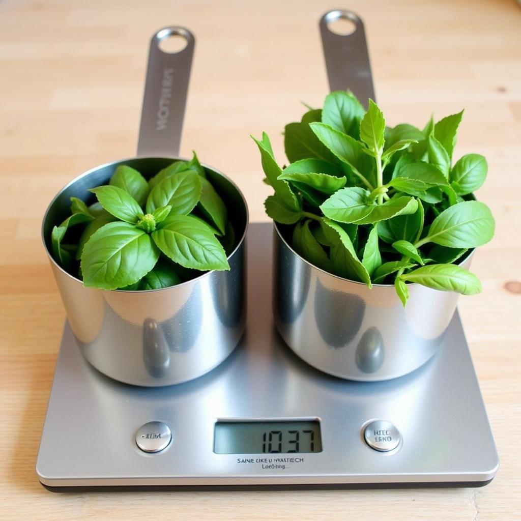 Two cups of fresh basil - how many grams?