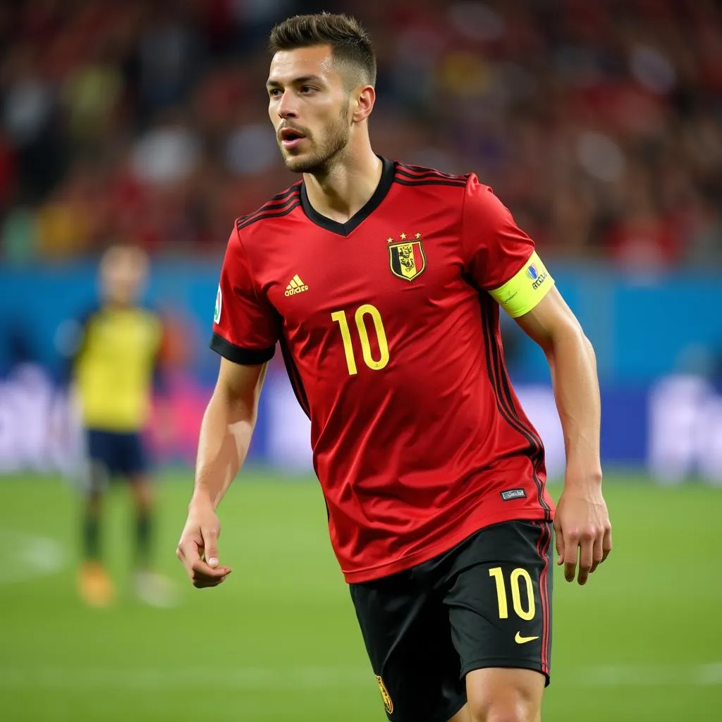 Eden Hazard playing for Belgium