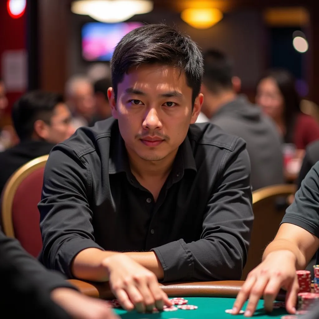 Hoàng Minh Châu chơi poker