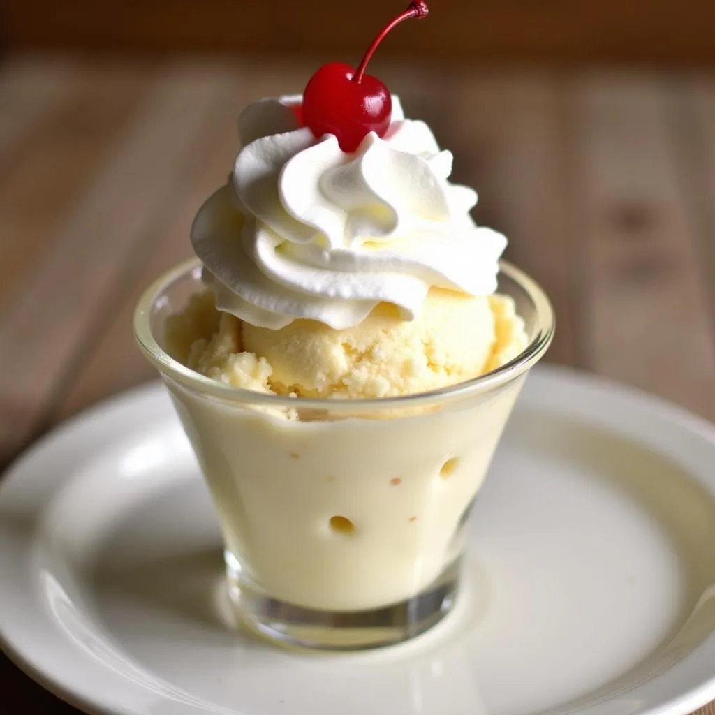 Enjoying a Scoop of Ice Cream in a Glass Cup