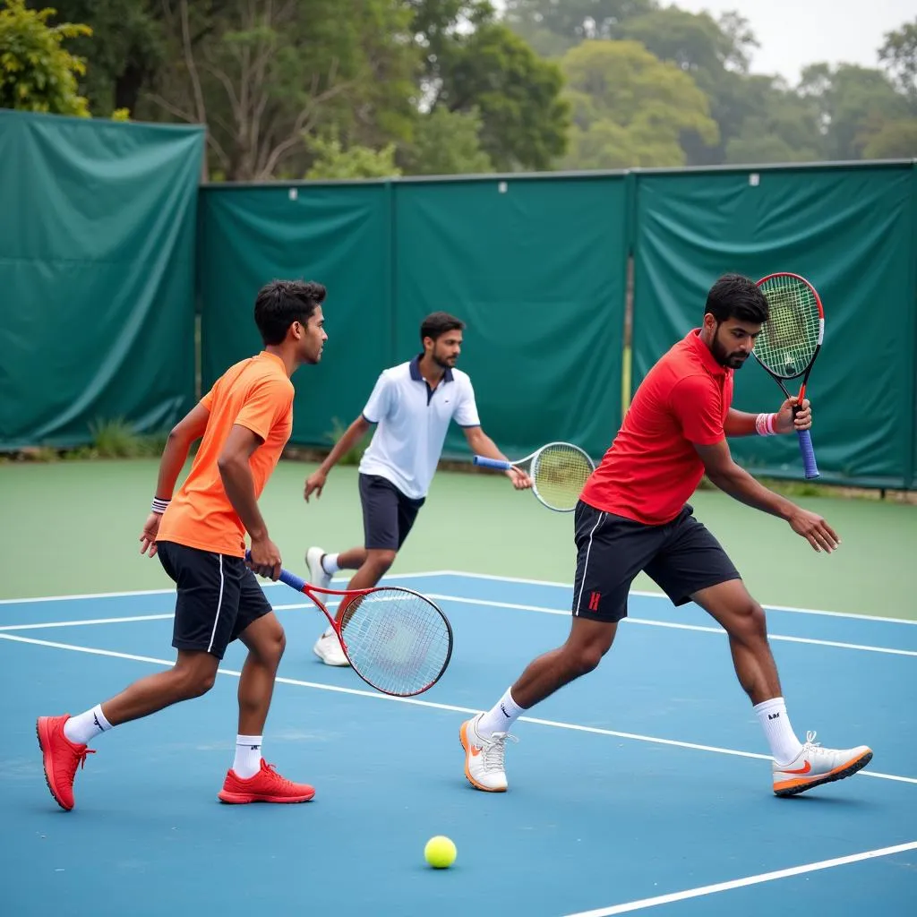 Indian tennis players training