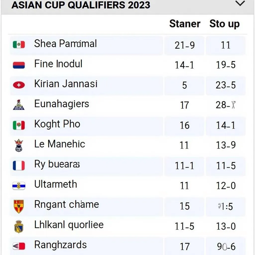 Kết quả vòng loại Asian Cup 2023