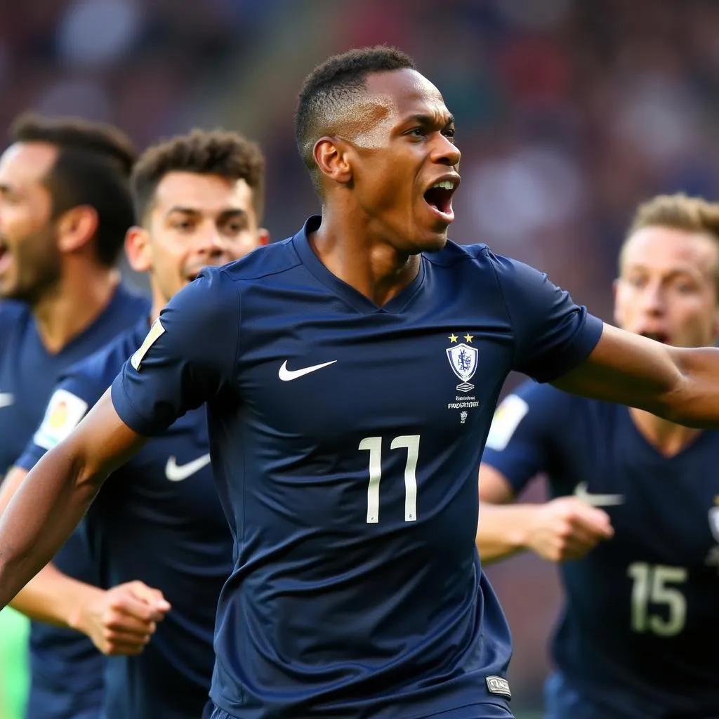 Kylian Mbappe ăn mừng bàn thắng tại World Cup 2018