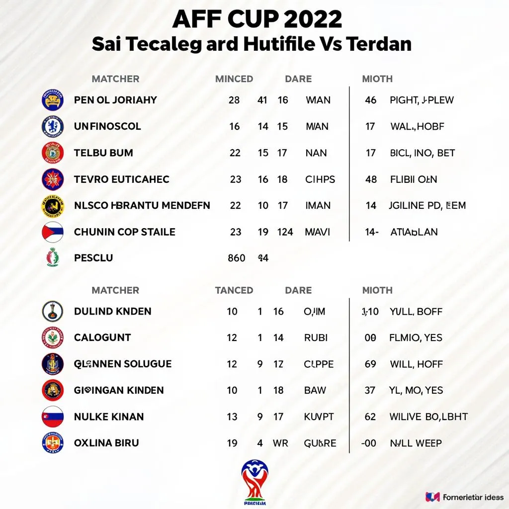 Lịch thi đấu AFF Cup 2022