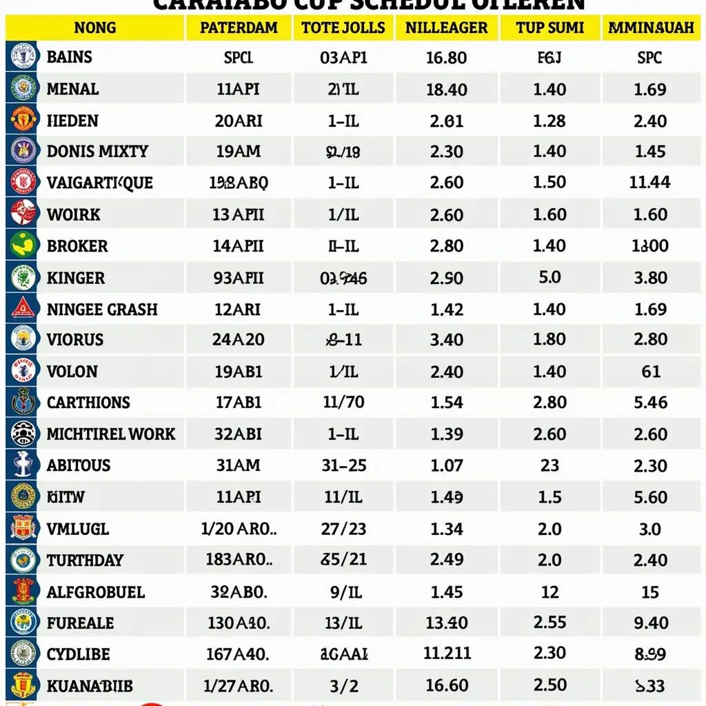 Lịch thi đấu Carabao Cup