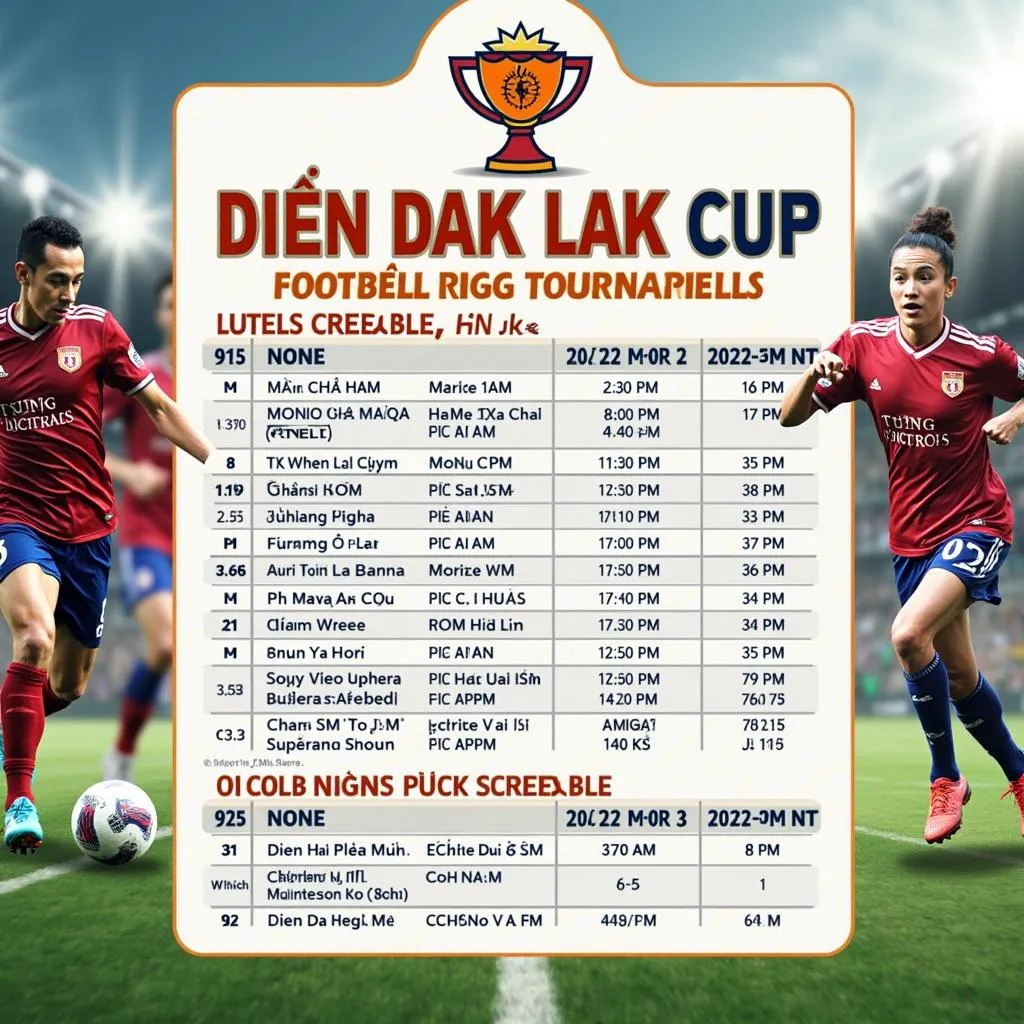 Lịch thi đấu Cup Điện Đắk Lắk