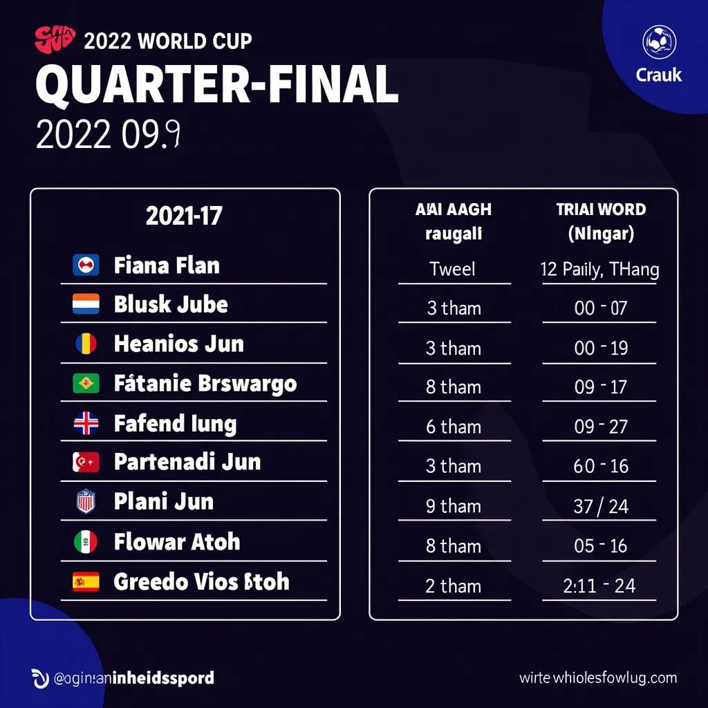 Lịch thi đấu vòng 1/8 World Cup 2022