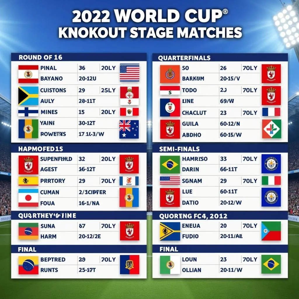 Hình ảnh lịch thi đấu World Cup 2022 giai đoạn loại trực tiếp