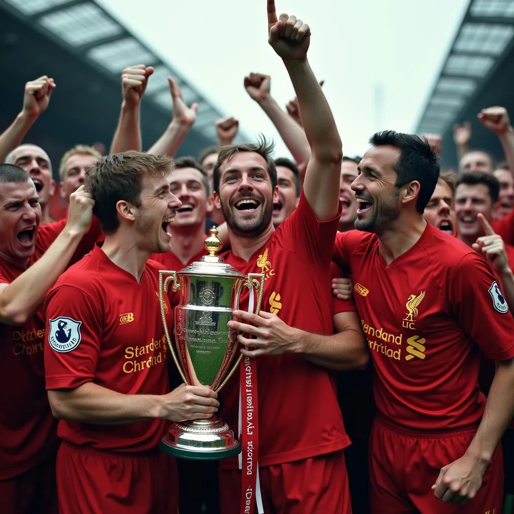 Liverpool celebrating their European Cup victory