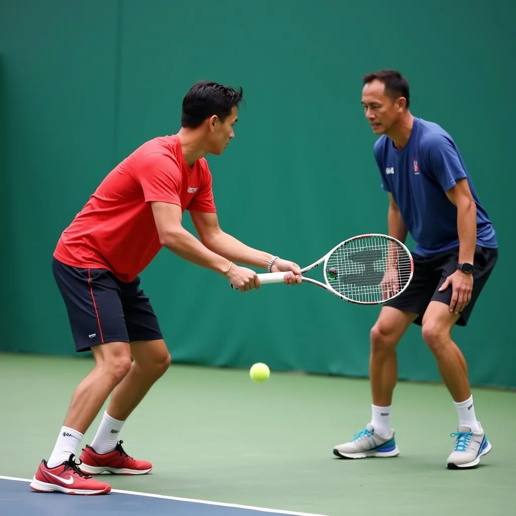 Lý Hoàng Nam tập luyện cho Davis Cup