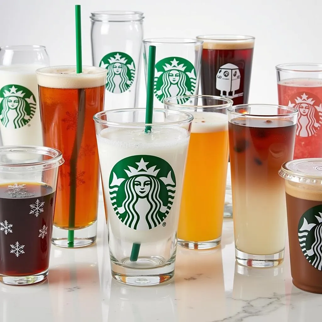 Ly thủy tinh Starbucks đa dạng