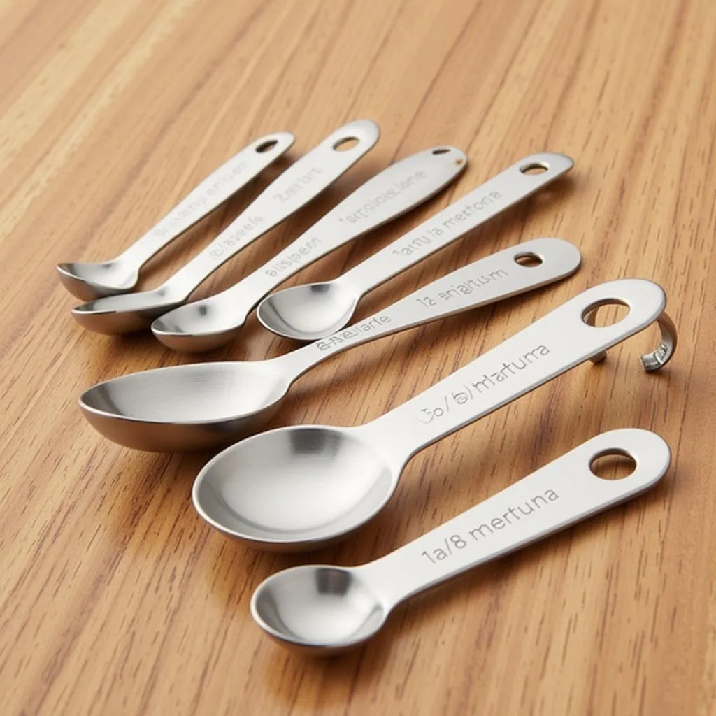 Various sizes of measuring spoons used in baking