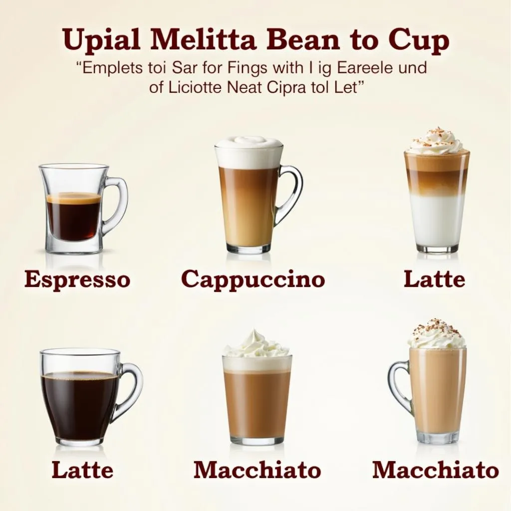 A variety of coffee types made with a Melitta Bean to Cup machine