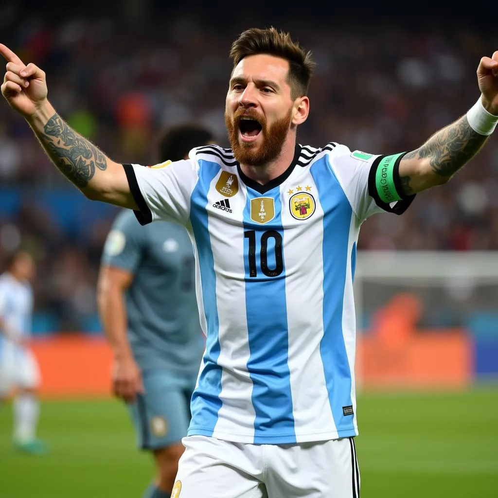 Messi ăn mừng bàn thắng tại World Cup 2018