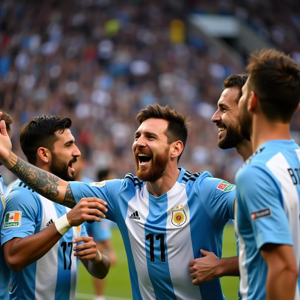 Messi ăn mừng bàn thắng World Cup 2022