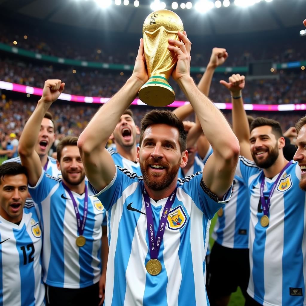 Messi nâng cao cúp vàng World Cup