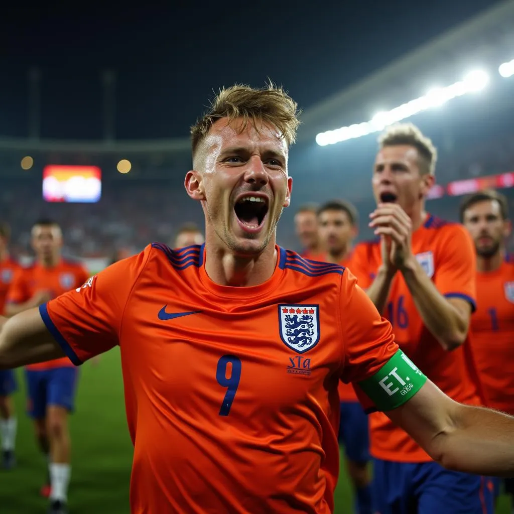 Netherlands players celebrate their historic victory over Brazil in the 2010 World Cup quarter-final.