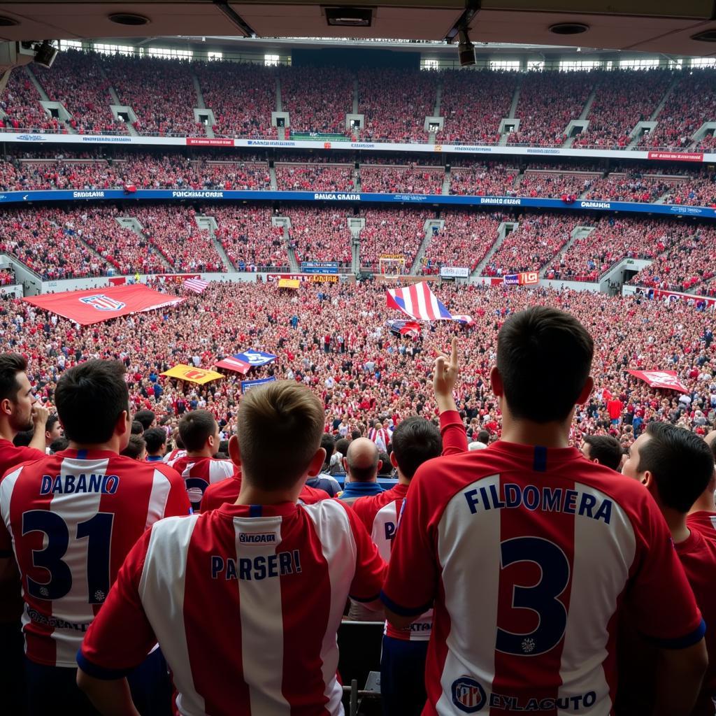 Người hâm mộ Atletico Madrid mặc áo đấu