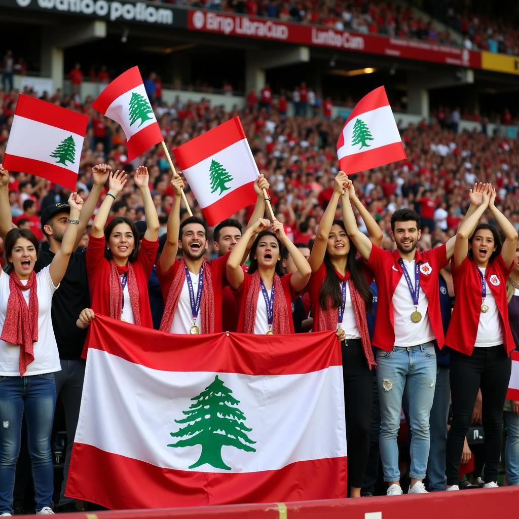 Người hâm mộ Lebanon cổ vũ tại Asian Cup 2019