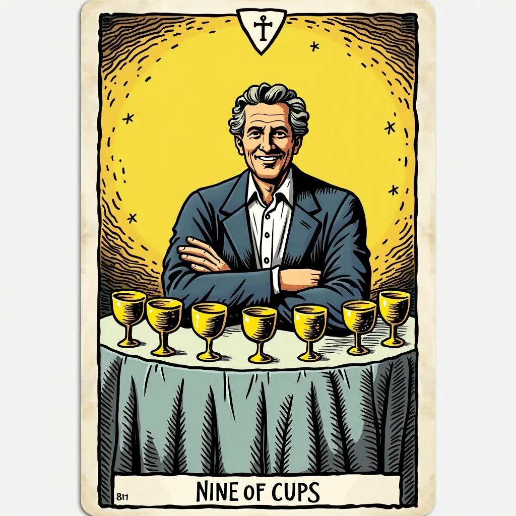 Nine of Cups Tarot Card Depiction