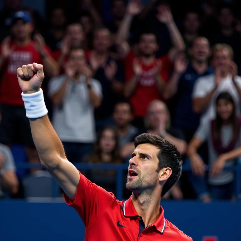 Djokovic ăn mừng chiến thắng tại Laver Cup 2018