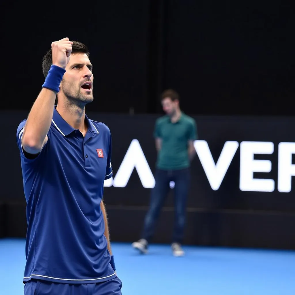 Novak Djokovic ăn mừng chiến thắng tại Laver Cup 2019