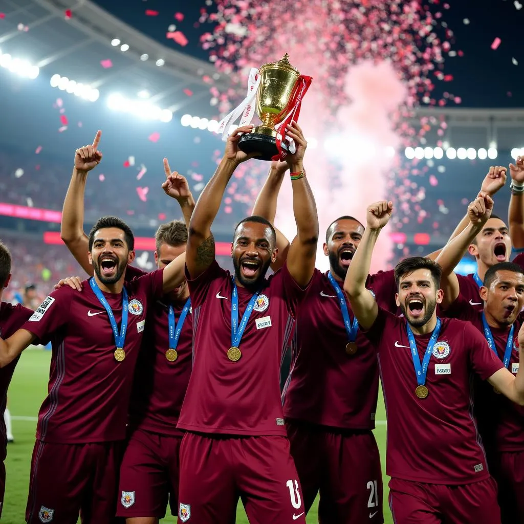 Qatar Players Celebrating Victory