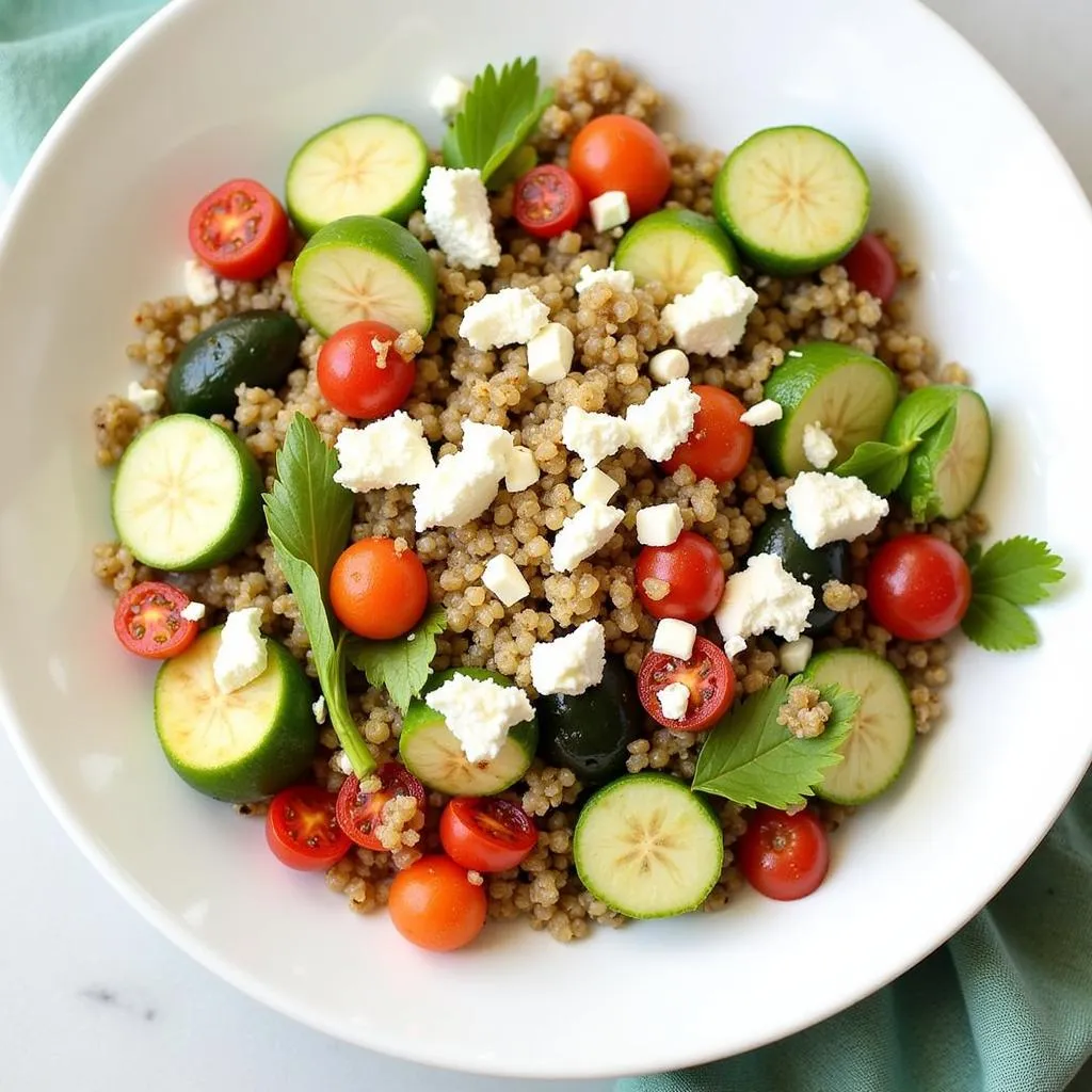 Quinoa Salad with Roasted Vegetables and Feta Cheese