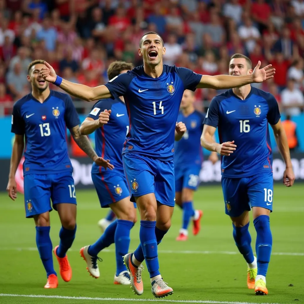 Ribery ăn mừng bàn thắng tại World Cup 2018