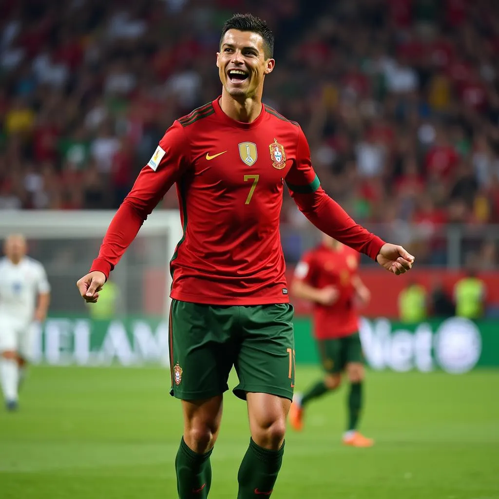 Ronaldo ăn mừng bàn thắng tại World Cup