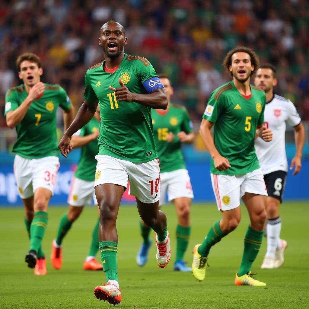 Cầu thủ Senegal ăn mừng bàn thắng tại World Cup 2018