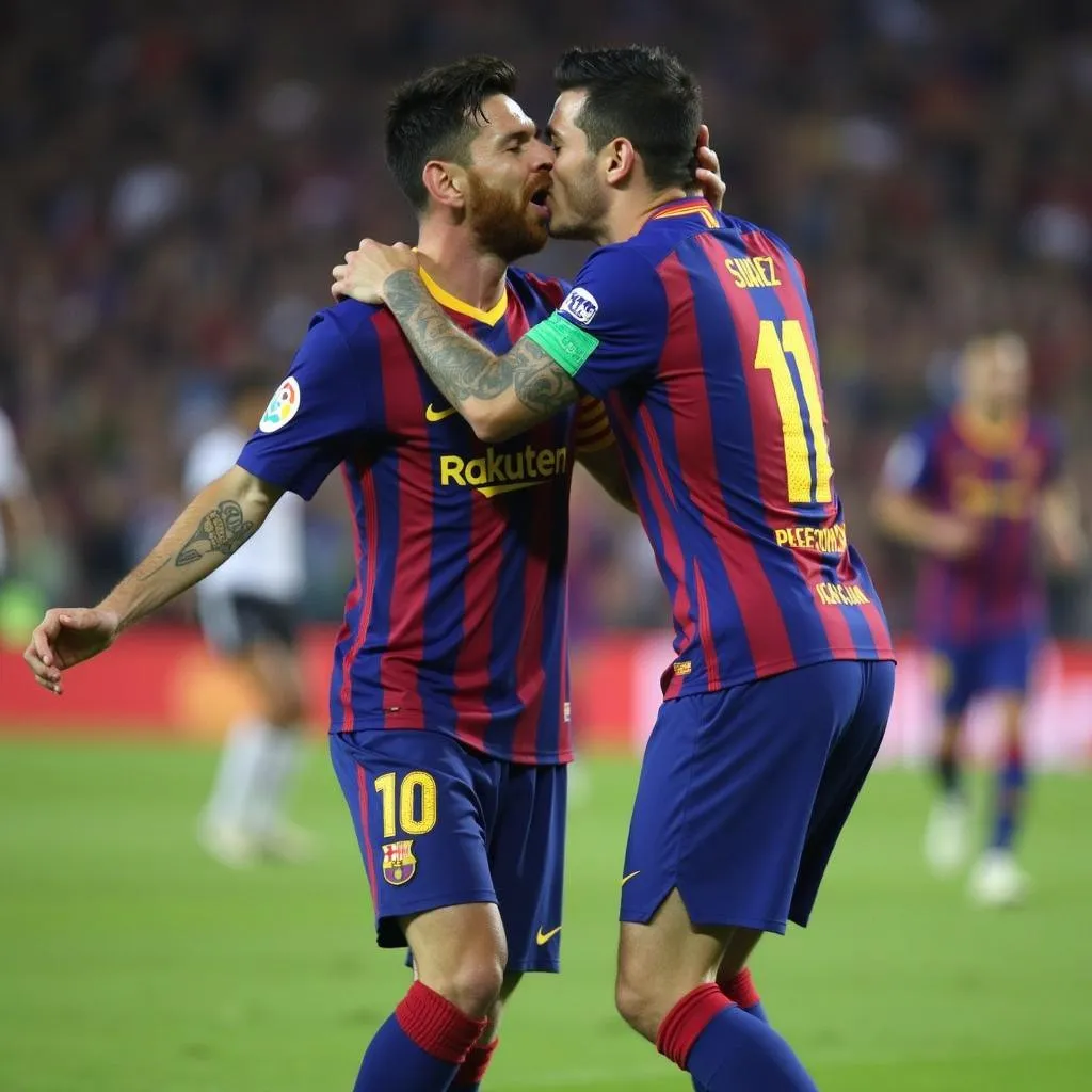 Lionel Messi và Luis Suárez trong trận chung kết Siêu cúp Tây Ban Nha 2019