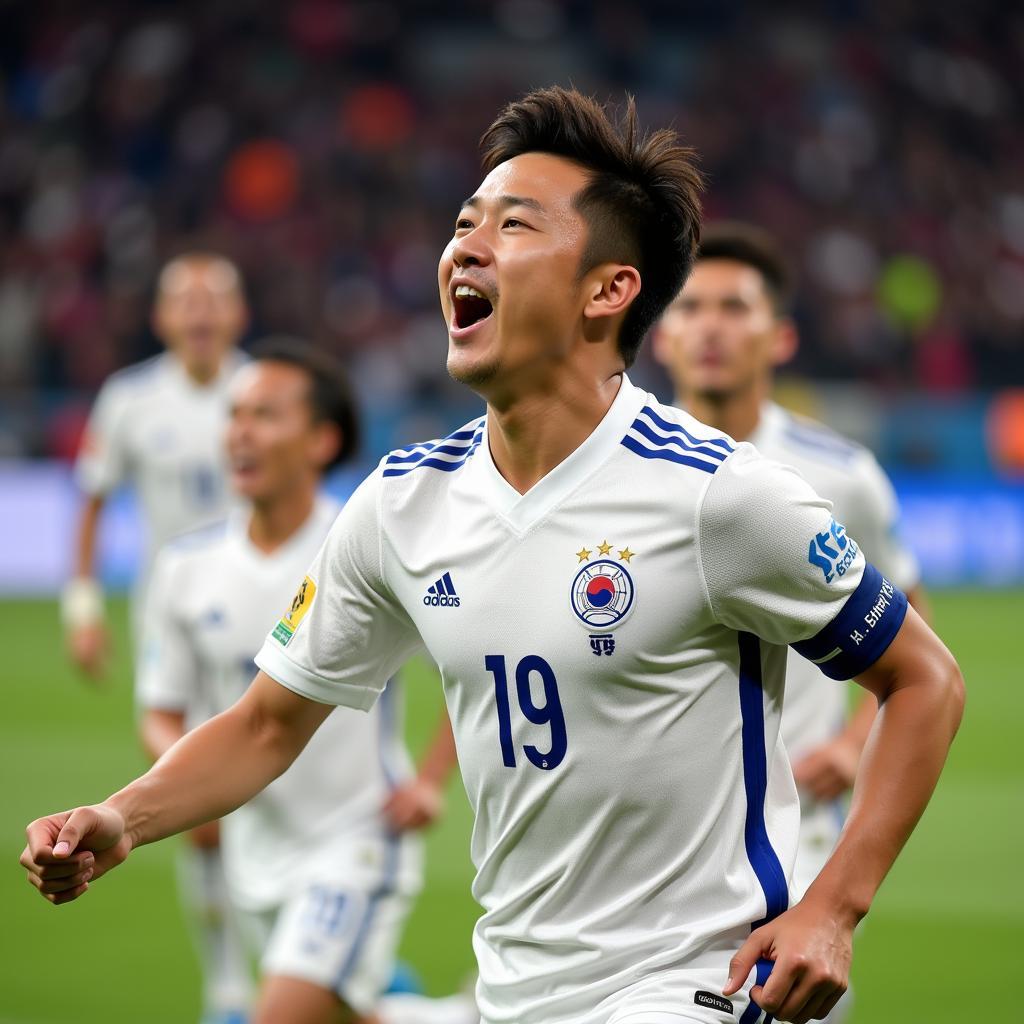 Son Heung-min ăn mừng bàn thắng tại vòng loại World Cup 2022