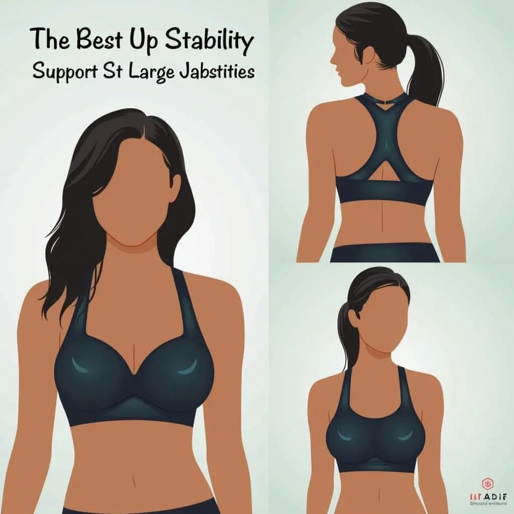 Sports bra for large cup sizes providing support and minimizing bounce during exercise