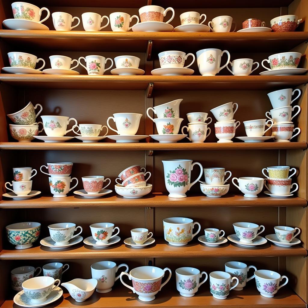 Bộ sưu tập cốc trà đa dạng tại tea cup shop