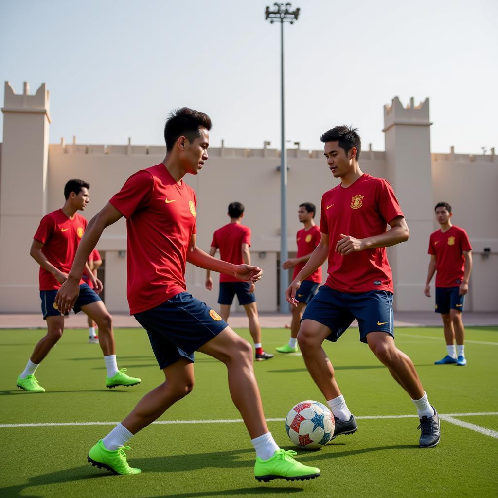 U23 Việt Nam tập luyện trước Doha Cup