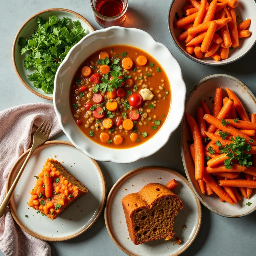 Various Carrot Dishes on a Table